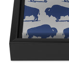 Buffalo Bison Pattern Blue and Gray Framed Canvas Print Gallery Image 3