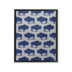 Buffalo Bison Pattern Blue and Gray Framed Canvas Print Gallery Image 8