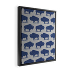 Buffalo Bison Pattern Blue and Gray Framed Canvas Print Gallery Image 2