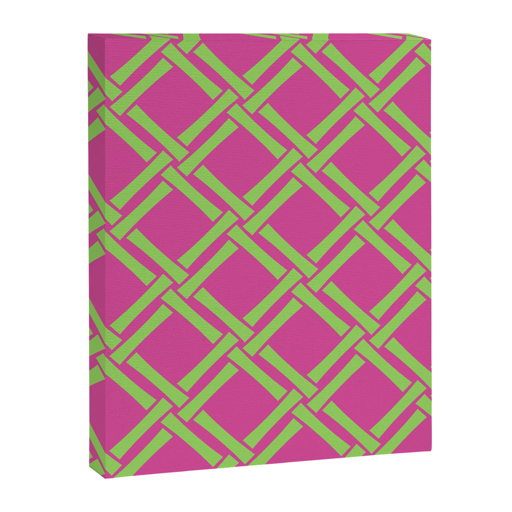 Classic Bamboo Trellis Pattern 240 Hot Pink and Chartreuse Canvas Print Gallery Image 8