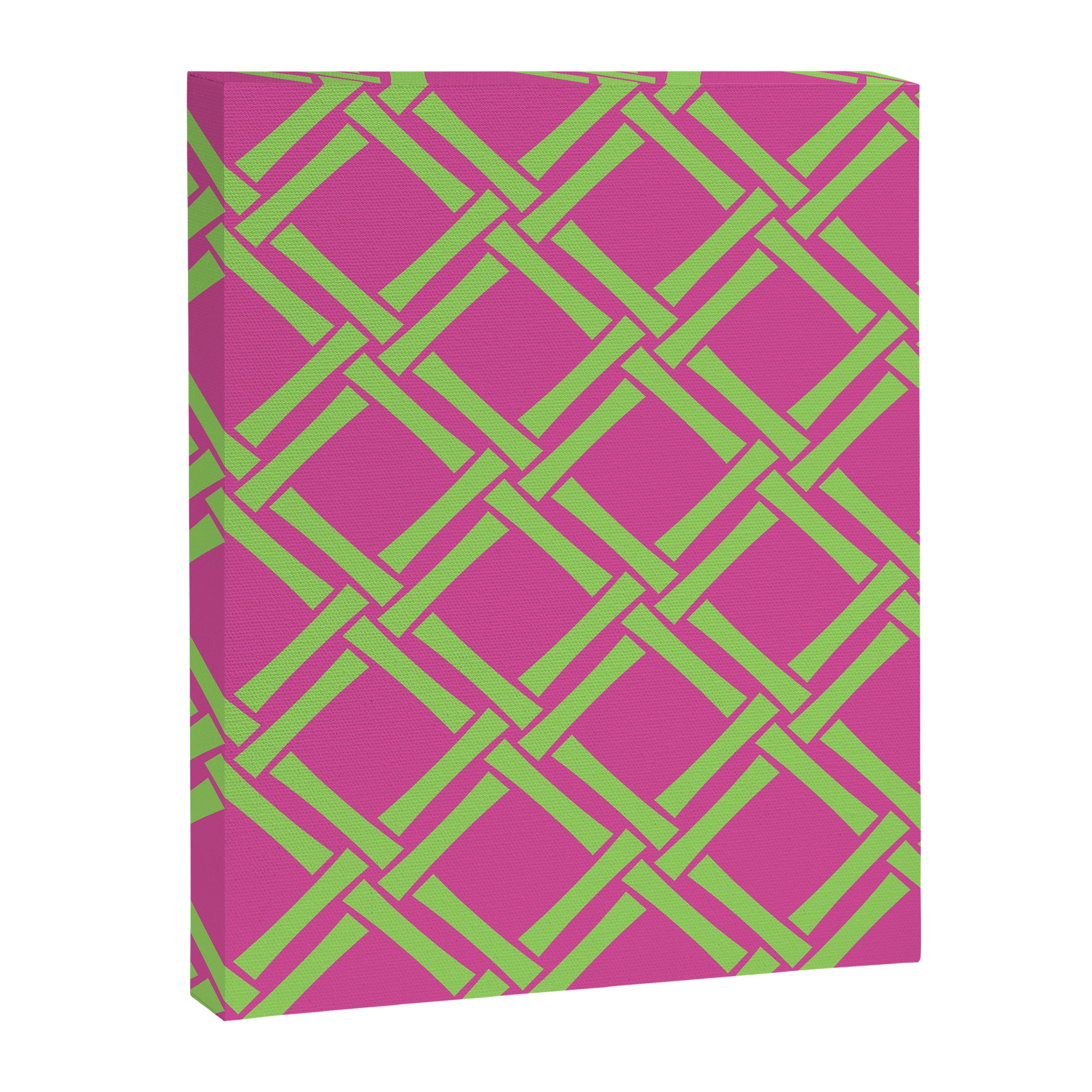 Classic Bamboo Trellis Pattern 240 Hot Pink and Chartreuse Canvas Print Gallery Image 8