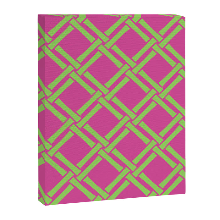 Classic Bamboo Trellis Pattern 240 Hot Pink and Chartreuse Canvas Print Gallery Image 1
