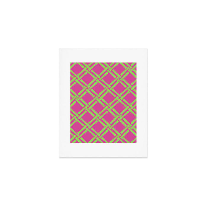 Classic Bamboo Trellis Pattern 240 Hot Pink and Chartreuse Art Print Gallery Image 1