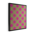 Classic Bamboo Trellis Pattern 240 Hot Pink and Chartreuse Framed Canvas Print Gallery Image 2