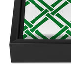 Classic Bamboo Trellis Pattern 231 Green Framed Canvas Print Gallery Image 3