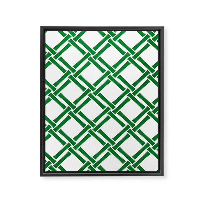 Classic Bamboo Trellis Pattern 231 Green Framed Canvas Print Gallery Image 1