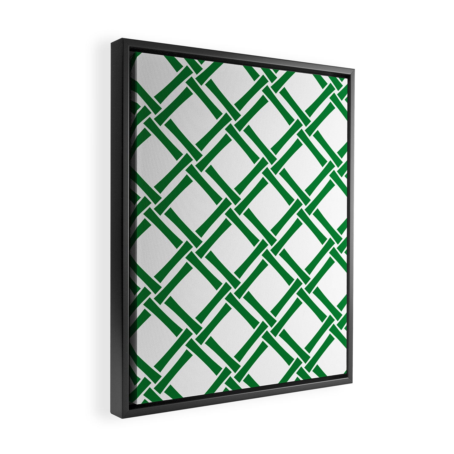 Classic Bamboo Trellis Pattern 231 Green Framed Canvas Print Gallery Image 2