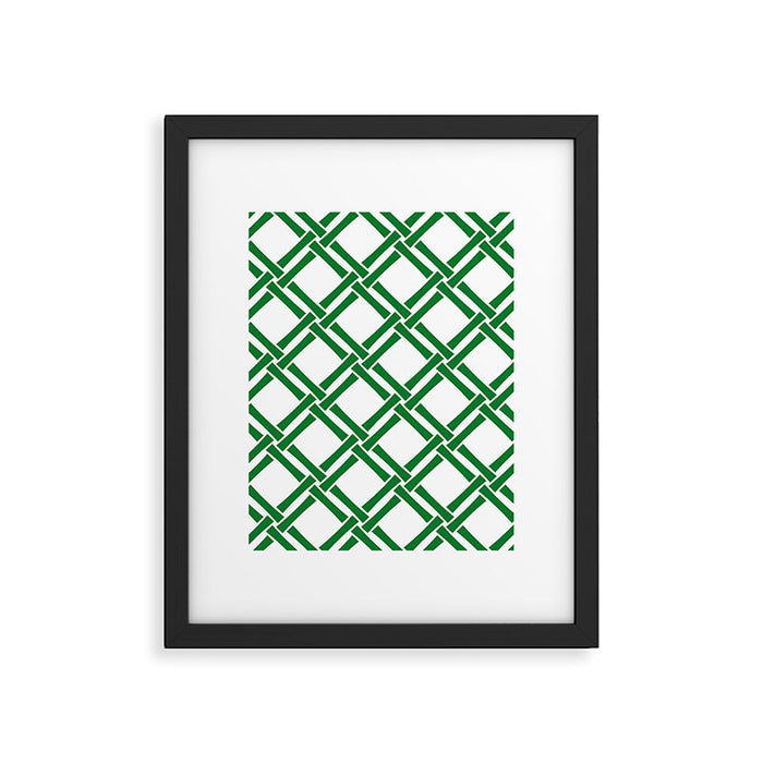Classic Bamboo Trellis Pattern 231 Green Framed Art Print Gallery Image 1
