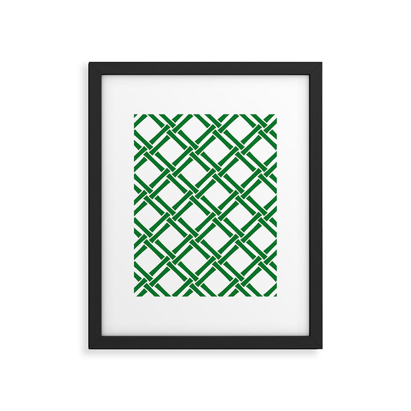 Classic Bamboo Trellis Pattern 231 Green Framed Art Print Gallery Image 6