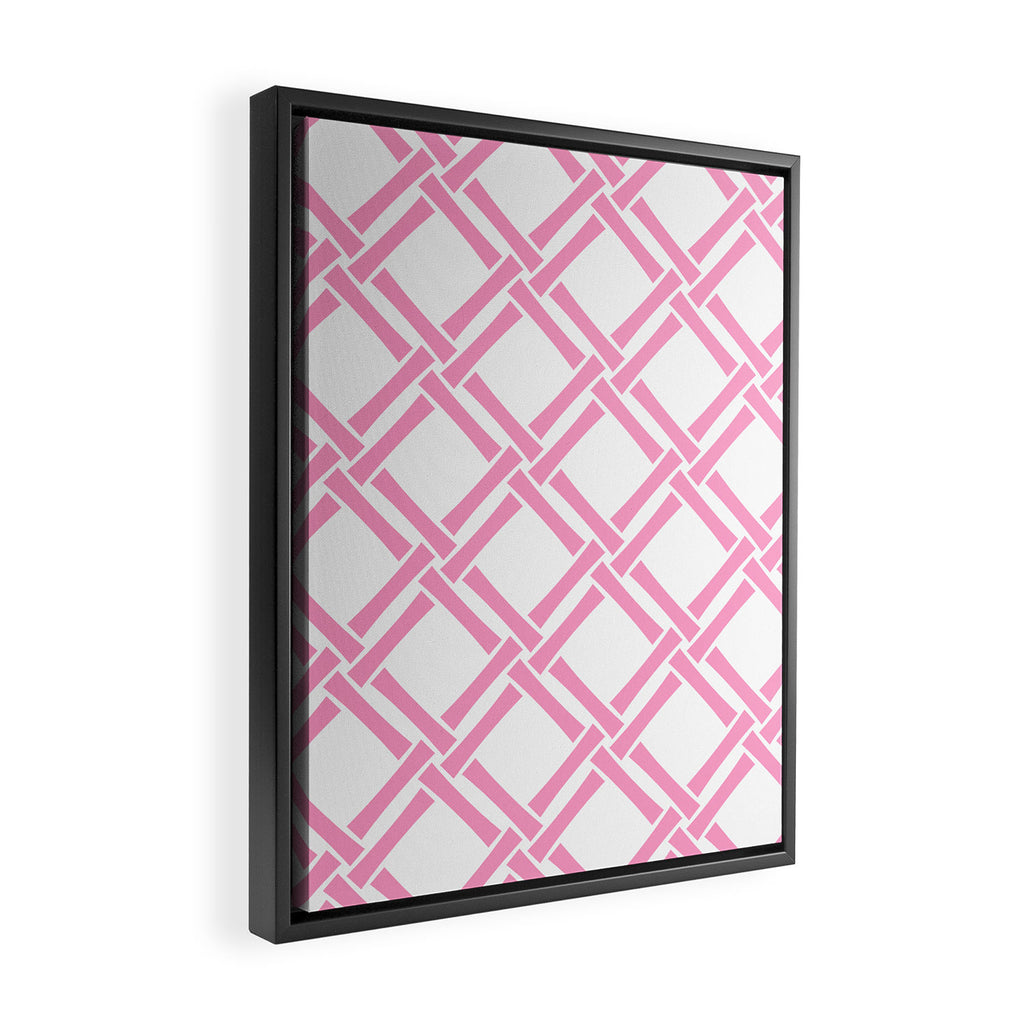 Classic Bamboo Trellis Pattern 291 Pink Framed Canvas Print Gallery Image 2