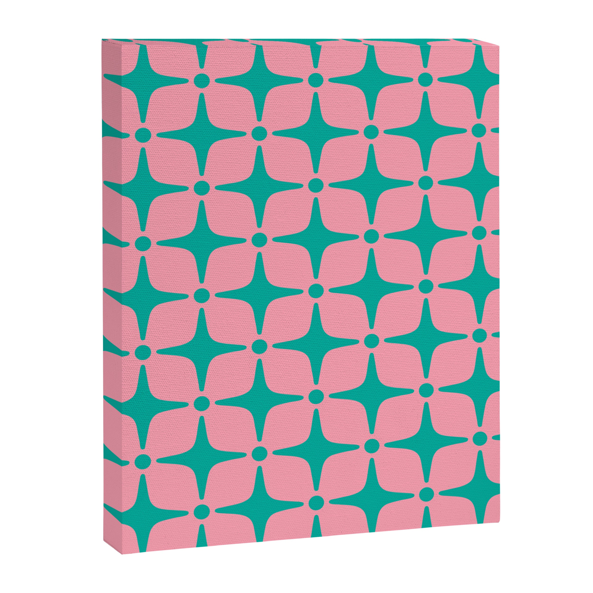 Colorful Mid Century Modern Star Pattern 950 Pink and Turquoise Canvas Print Gallery Image 8