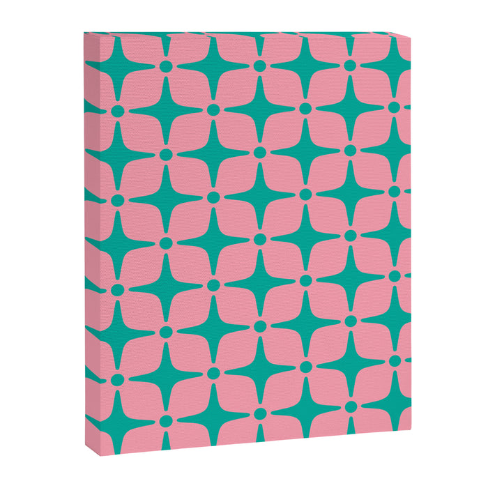 Colorful Mid Century Modern Star Pattern 950 Pink and Turquoise Canvas Print Gallery Image 1