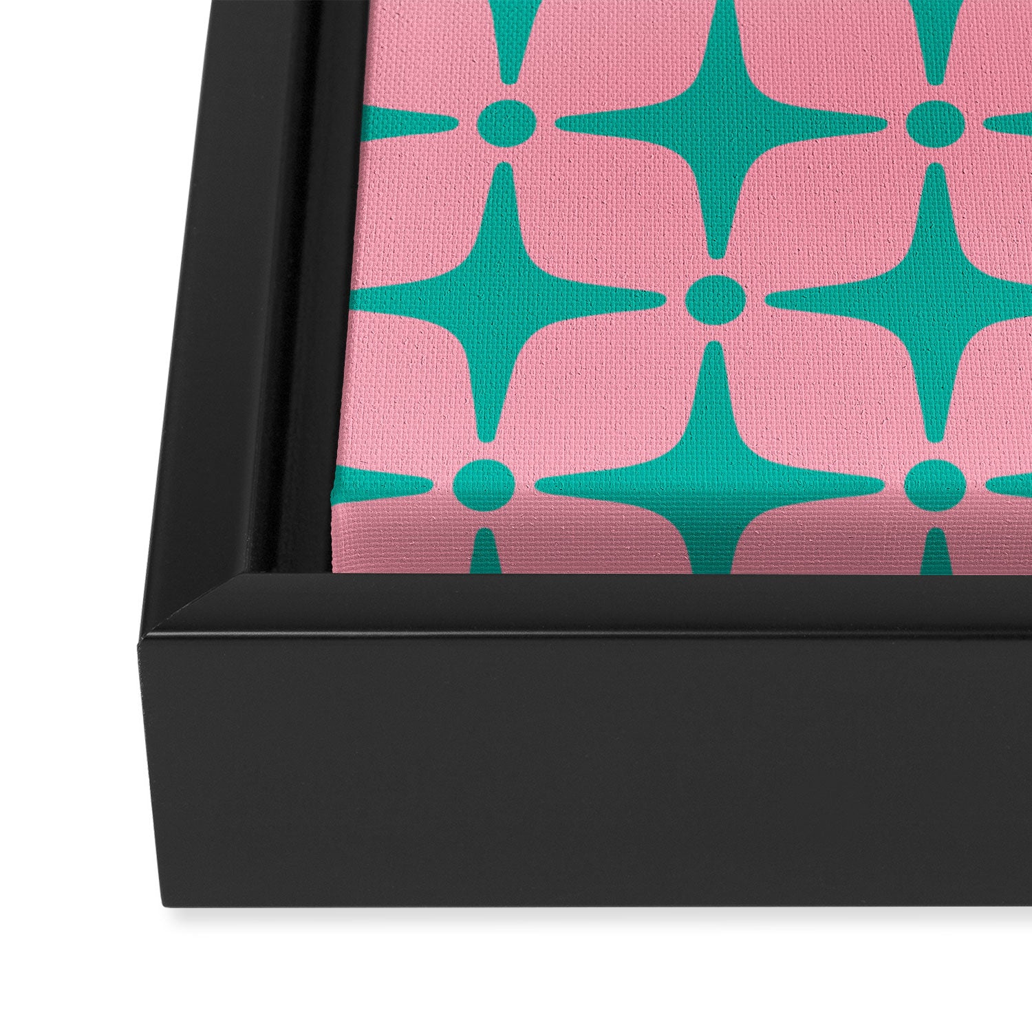 Colorful Mid Century Modern Star Pattern 950 Pink and Turquoise Framed Canvas Print Gallery Image 3