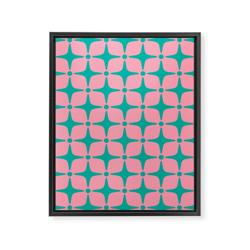 Colorful Mid Century Modern Star Pattern 950 Pink and Turquoise Framed Canvas Print Gallery Image 8