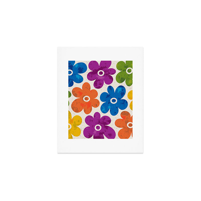 Colorful Retro Floral Pattern Art Print Gallery Image 1