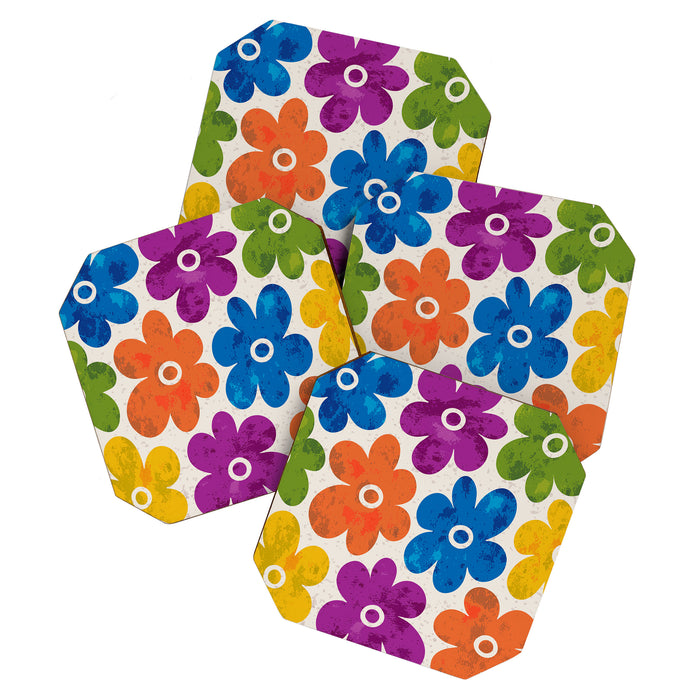 Colorful Retro Floral Pattern Coaster Gallery Image 1