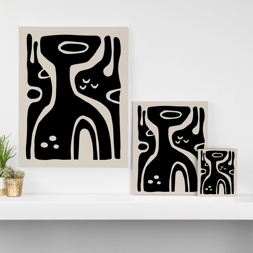 Abstract Art Black and Linen White Canvas Print Gallery Image 3
