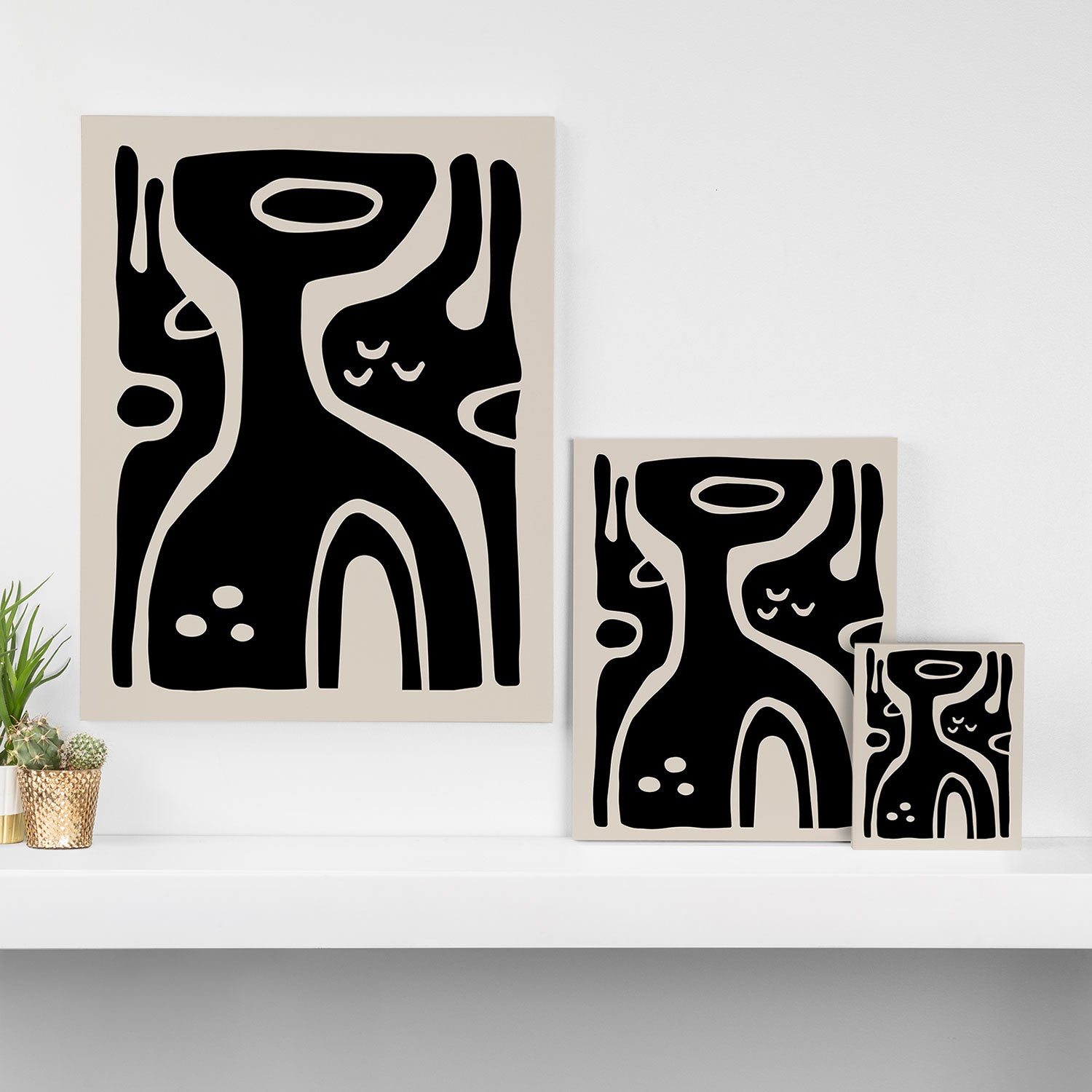 Abstract Art Black and Linen White Canvas Print Gallery Image 3