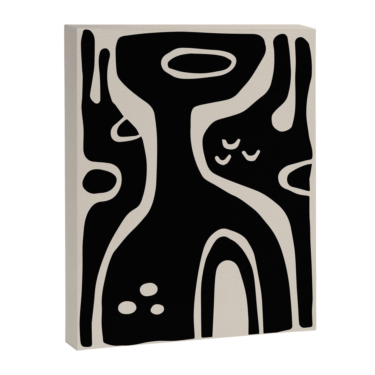 Abstract Art Black and Linen White Canvas Print Gallery Image 3