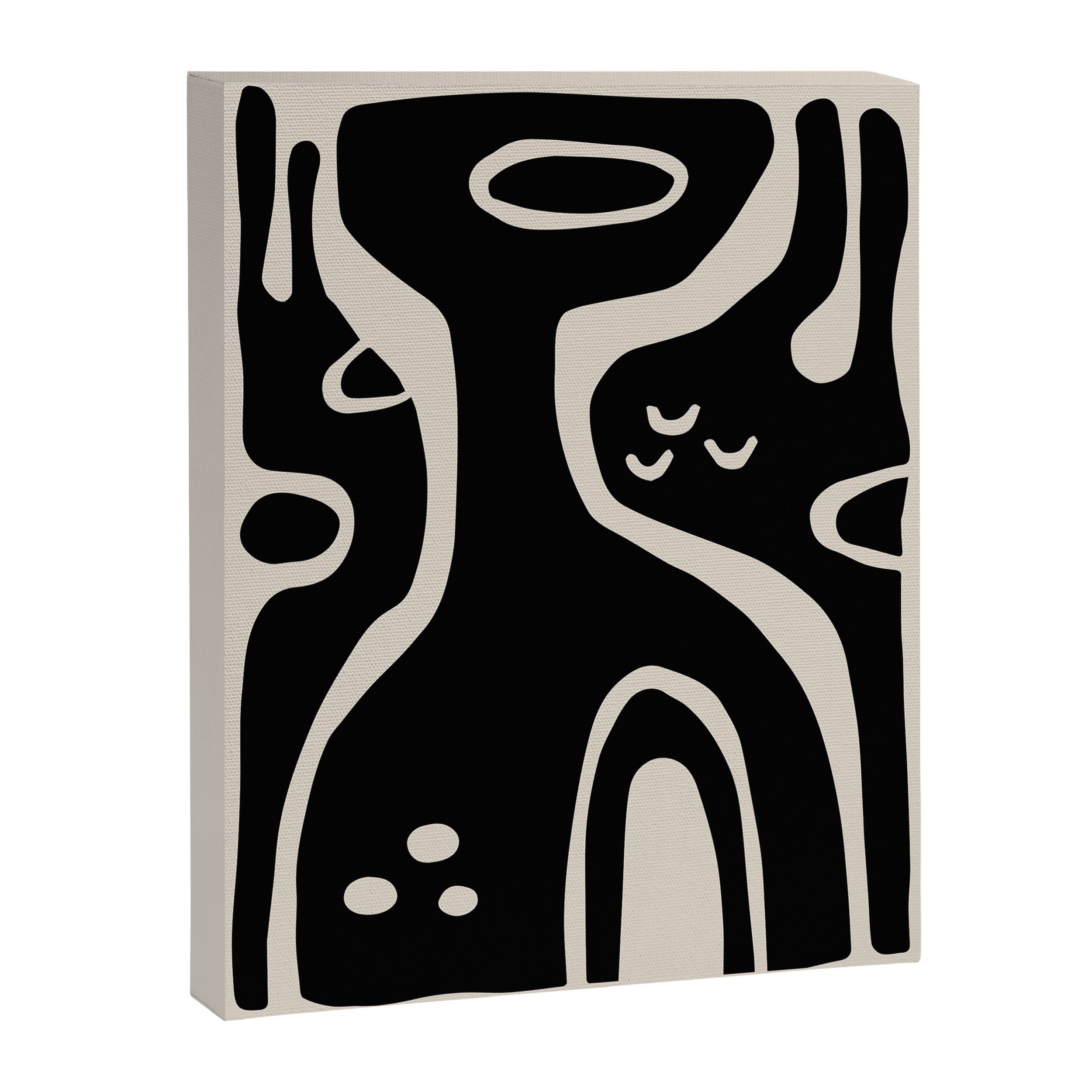 Abstract Art Black and Linen White Canvas Print Gallery Image 3