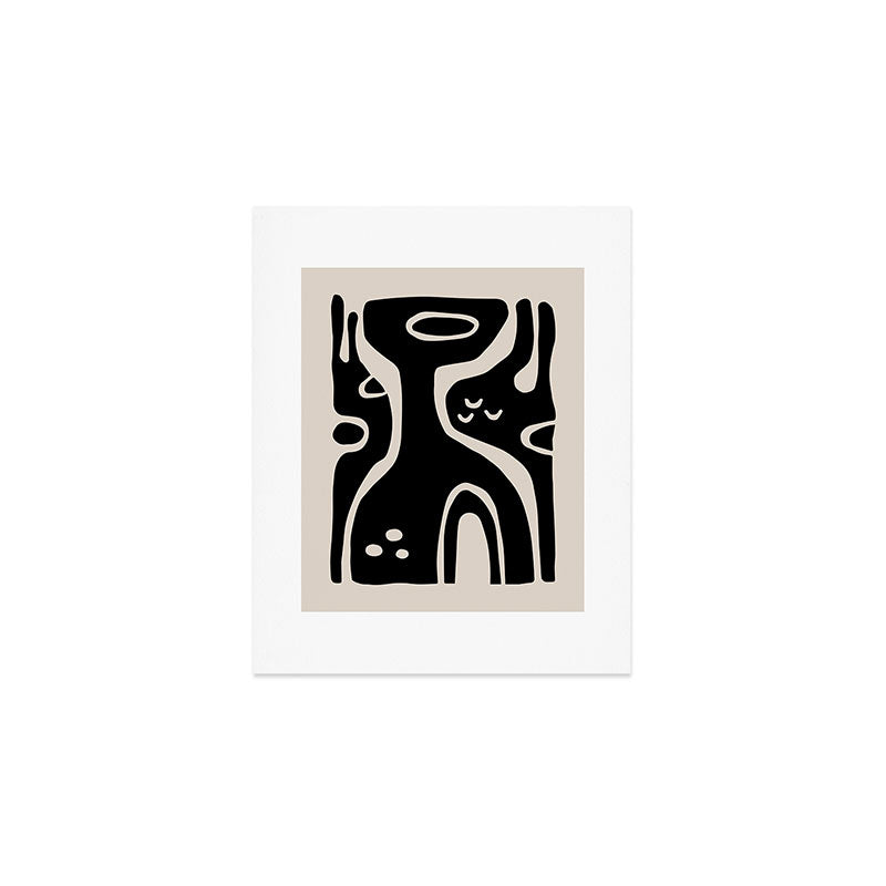 Abstract Art Black and Linen White Art Print Gallery Image 1