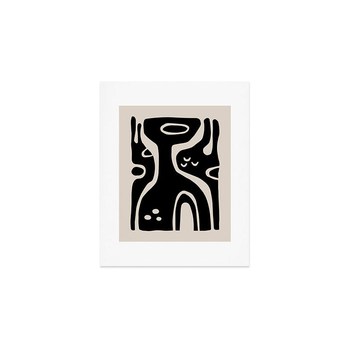 Abstract Art Black and Linen White Art Print Gallery Image 1