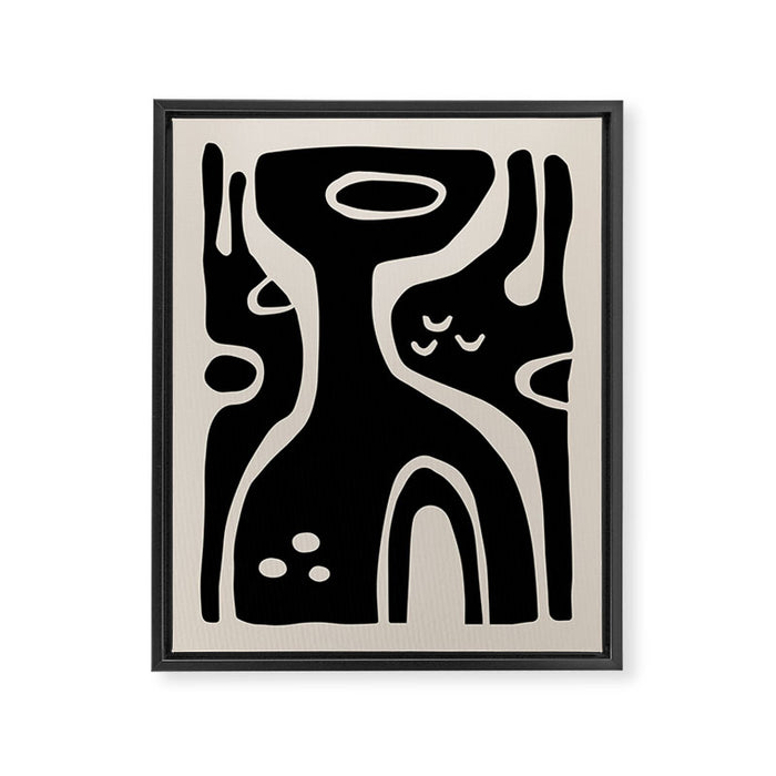 Abstract Art Black and Linen White Framed Canvas Print Gallery Image 1