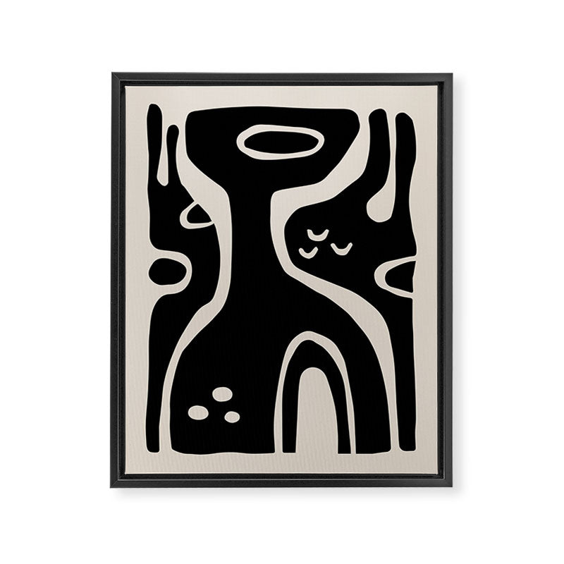 Abstract Art Black and Linen White Framed Canvas Print Gallery Image 8