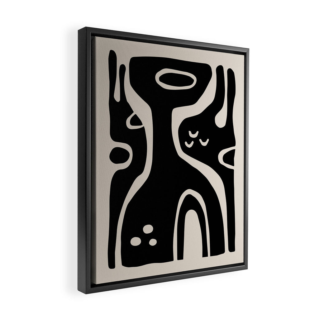 Abstract Art Black and Linen White Framed Canvas Print Gallery Image 2
