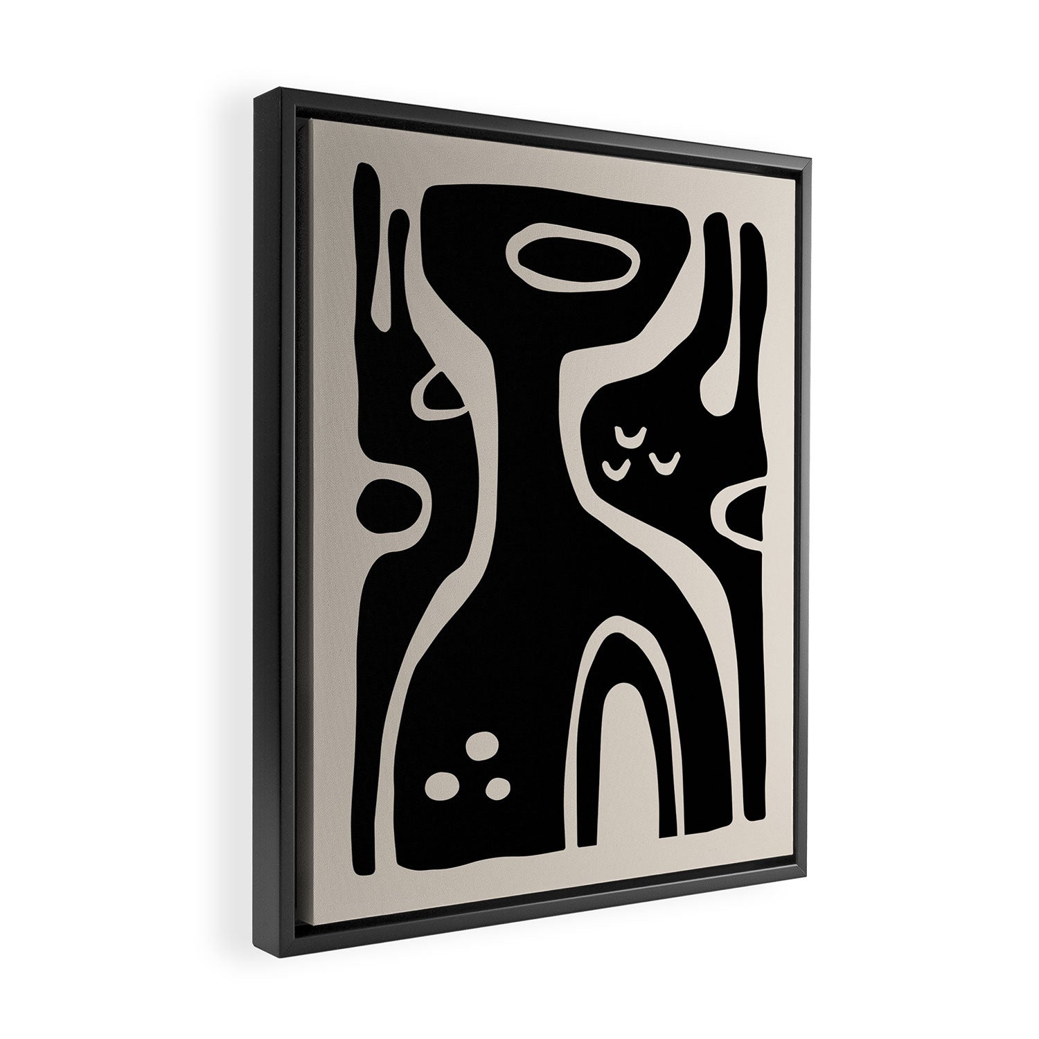 Abstract Art Black and Linen White Framed Canvas Print Gallery Image 2