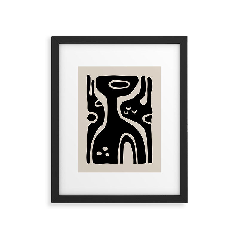 Abstract Art Black and Linen White Framed Art Print Gallery Image 6