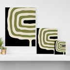 Abstract Geometric Rings 234 Black Olive Green and Beige Canvas Print Gallery Image 3