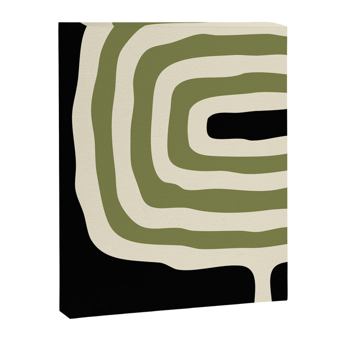 Abstract Geometric Rings 234 Black Olive Green and Beige Canvas Print Gallery Image 1