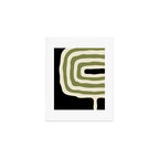 Abstract Geometric Rings 234 Black Olive Green and Beige Art Print Gallery Image 1