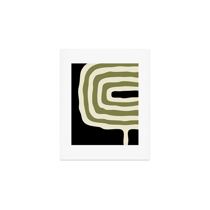 Abstract Geometric Rings 234 Black Olive Green and Beige Art Print Gallery Image 1