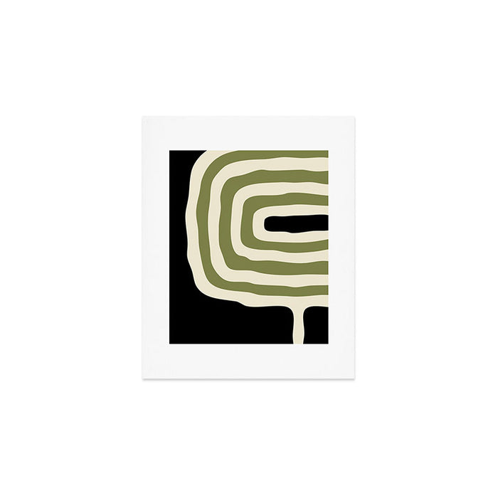 Abstract Geometric Rings 234 Black Olive Green and Beige Art Print Gallery Image 1