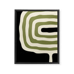 Abstract Geometric Rings 234 Black Olive Green and Beige Framed Canvas Print Gallery Image 8