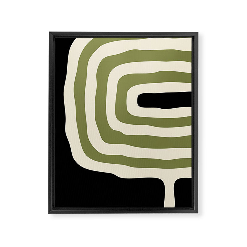 Abstract Geometric Rings 234 Black Olive Green and Beige Framed Canvas Print Gallery Image 8