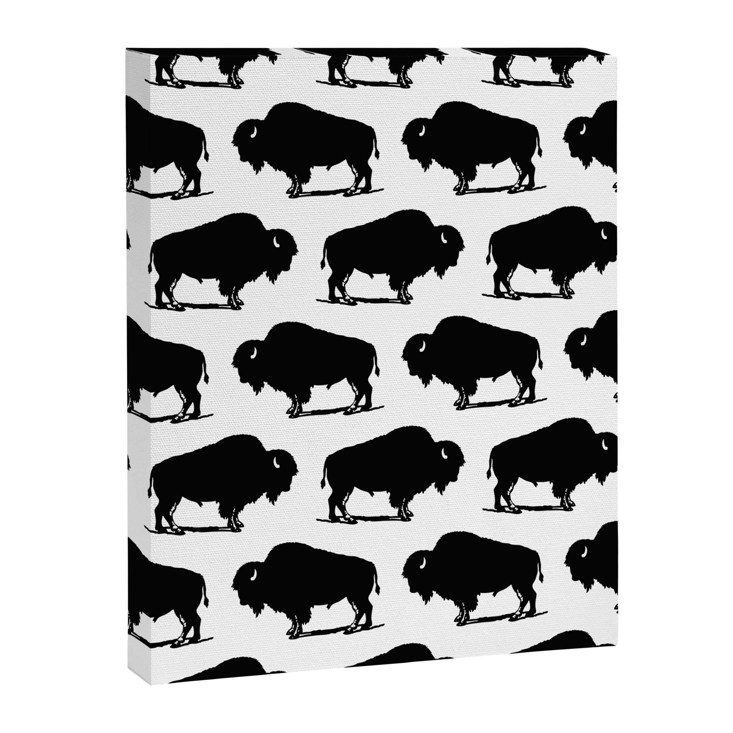 Buffalo Bison Pattern 267 Black and White Canvas Print Gallery Image 8