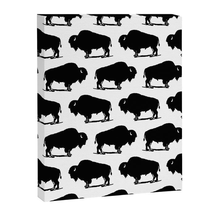 Buffalo Bison Pattern 267 Black and White Canvas Print Gallery Image 1