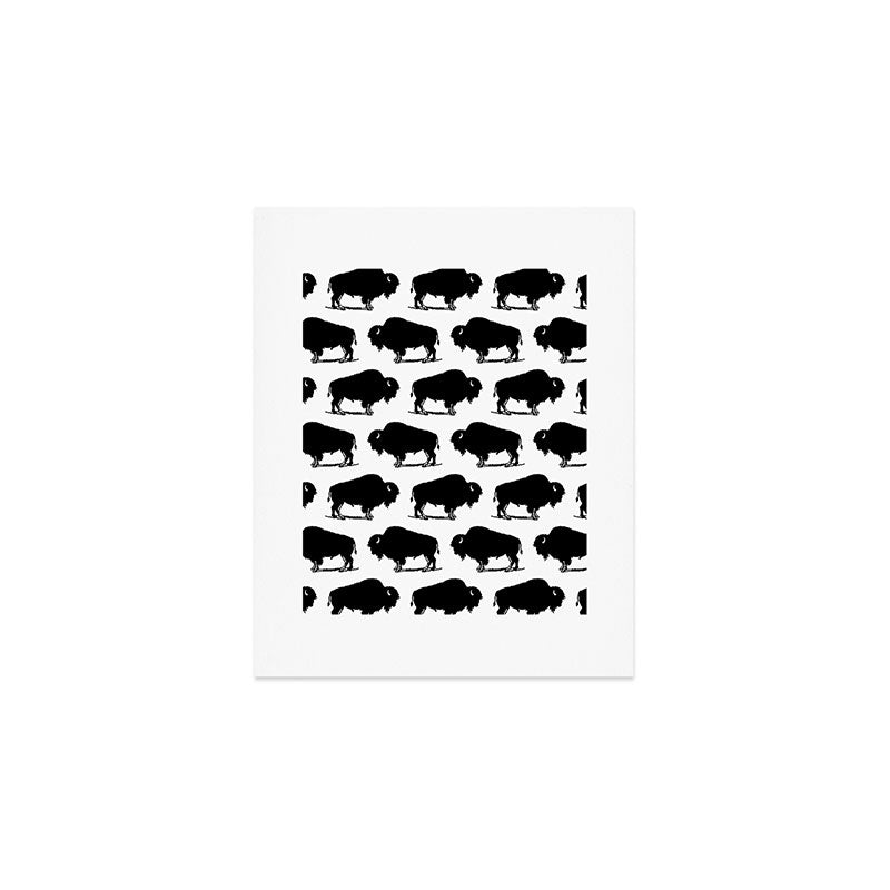 Buffalo Bison Pattern 267 Black and White Art Print Gallery Image 1