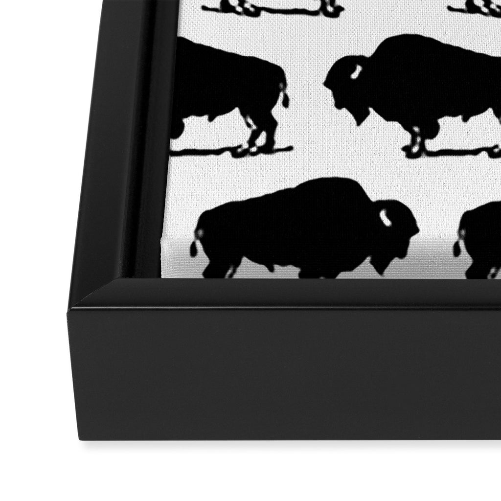 Buffalo Bison Pattern 267 Black and White Framed Canvas Print Gallery Image 3