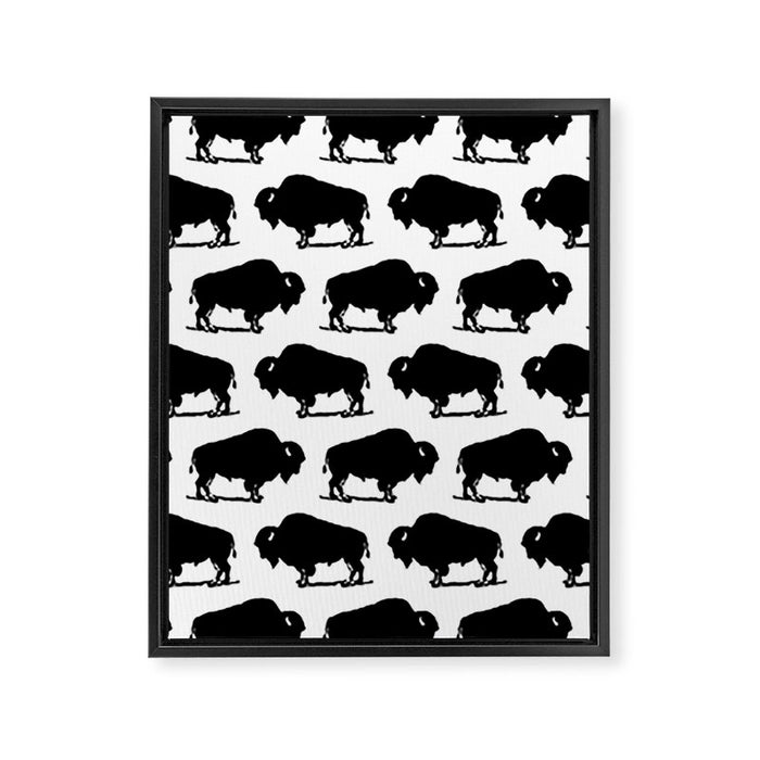 Buffalo Bison Pattern 267 Black and White Framed Canvas Print Gallery Image 1