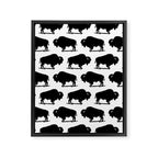 Buffalo Bison Pattern 267 Black and White Framed Canvas Print Gallery Image 8