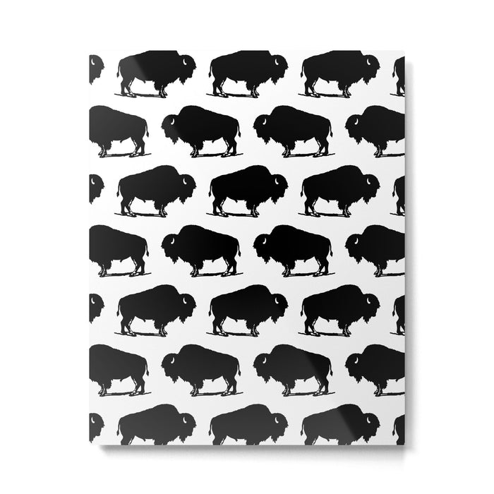 Buffalo Bison Pattern 267 Black and White Metal Print Gallery Image 1