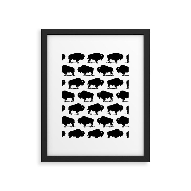 Buffalo Bison Pattern 267 Black and White Framed Art Print Gallery Image 6