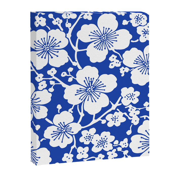 Cherry Blossoms Pattern Blue Canvas Print Gallery Image 1