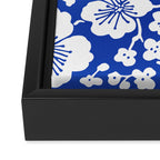 Cherry Blossoms Pattern Blue Framed Canvas Print Gallery Image 3
