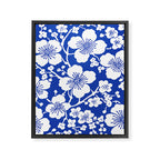Cherry Blossoms Pattern Blue Framed Canvas Print Gallery Image 8