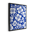 Cherry Blossoms Pattern Blue Framed Canvas Print Gallery Image 2